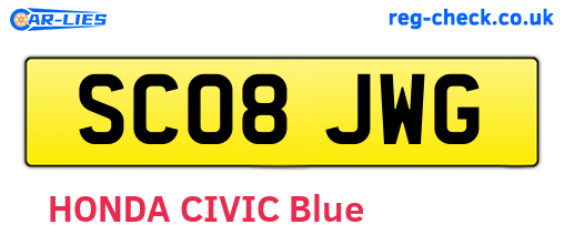 SC08JWG are the vehicle registration plates.