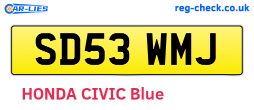 SD53WMJ are the vehicle registration plates.