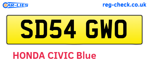 SD54GWO are the vehicle registration plates.