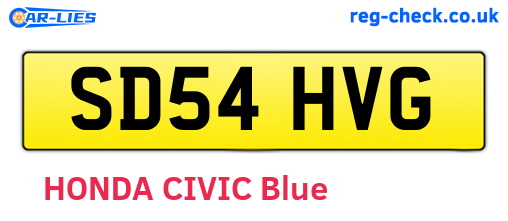 SD54HVG are the vehicle registration plates.