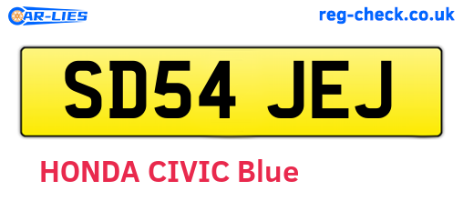 SD54JEJ are the vehicle registration plates.