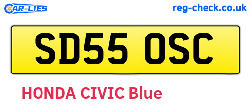SD55OSC are the vehicle registration plates.