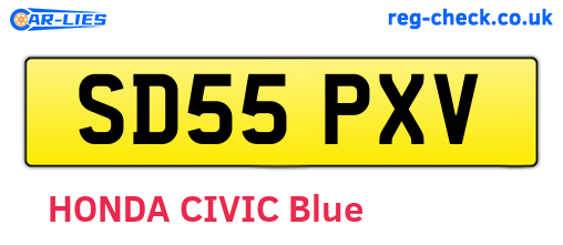 SD55PXV are the vehicle registration plates.