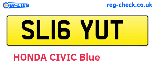 SL16YUT are the vehicle registration plates.