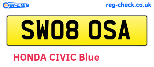 SW08OSA are the vehicle registration plates.