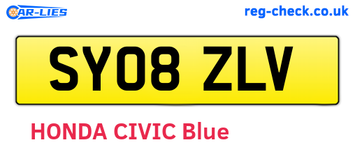 SY08ZLV are the vehicle registration plates.