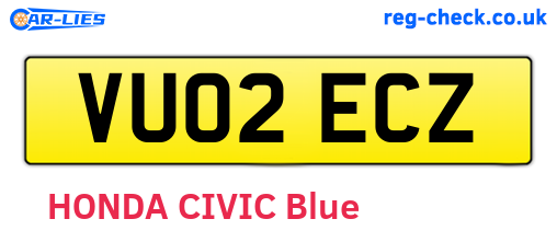 VU02ECZ are the vehicle registration plates.