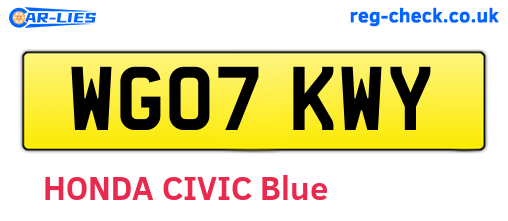 WG07KWY are the vehicle registration plates.