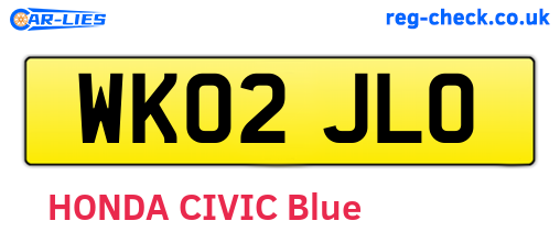 WK02JLO are the vehicle registration plates.
