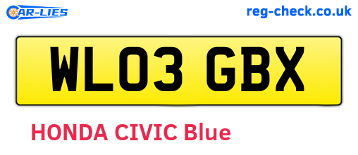 WL03GBX are the vehicle registration plates.