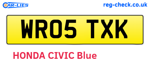 WR05TXK are the vehicle registration plates.