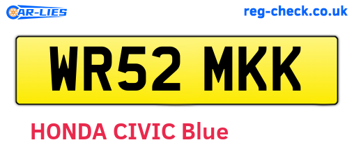 WR52MKK are the vehicle registration plates.