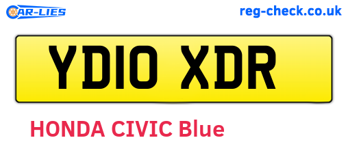 YD10XDR are the vehicle registration plates.