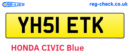YH51ETK are the vehicle registration plates.