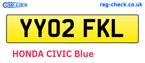 YY02FKL are the vehicle registration plates.