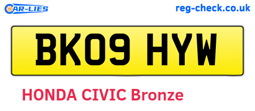 BK09HYW are the vehicle registration plates.