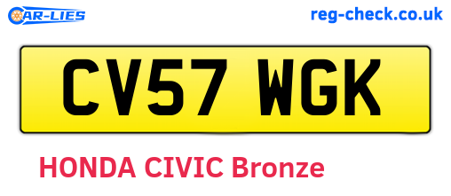 CV57WGK are the vehicle registration plates.