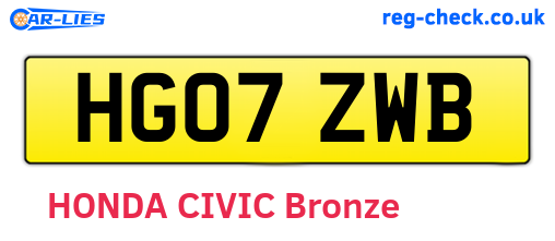 HG07ZWB are the vehicle registration plates.