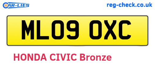 ML09OXC are the vehicle registration plates.