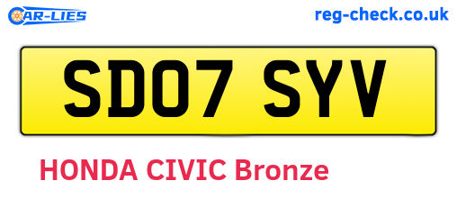 SD07SYV are the vehicle registration plates.