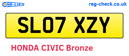 SL07XZY are the vehicle registration plates.