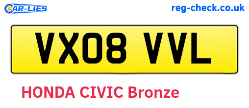 VX08VVL are the vehicle registration plates.