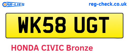 WK58UGT are the vehicle registration plates.