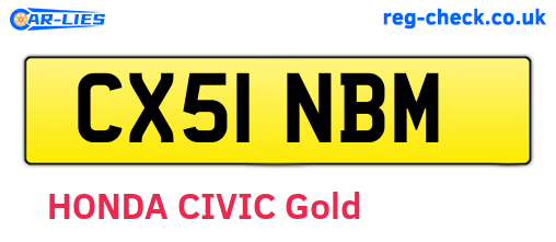 CX51NBM are the vehicle registration plates.