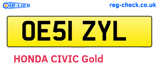 OE51ZYL are the vehicle registration plates.