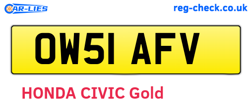 OW51AFV are the vehicle registration plates.