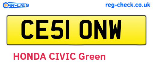 CE51ONW are the vehicle registration plates.