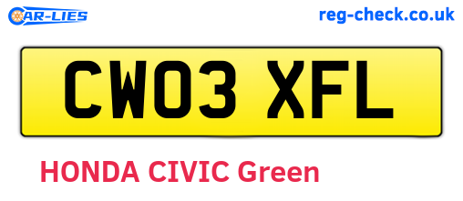 CW03XFL are the vehicle registration plates.