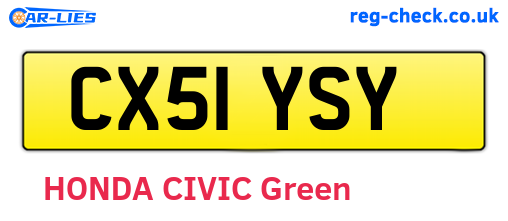 CX51YSY are the vehicle registration plates.