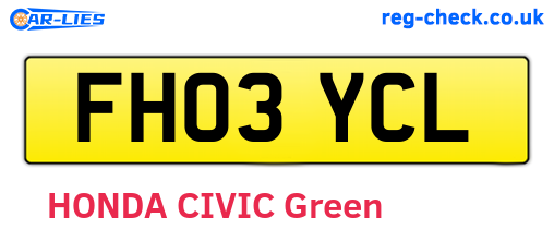 FH03YCL are the vehicle registration plates.