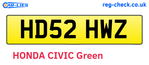 HD52HWZ are the vehicle registration plates.