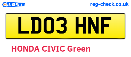 LD03HNF are the vehicle registration plates.