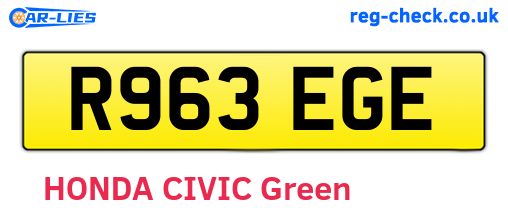 R963EGE are the vehicle registration plates.