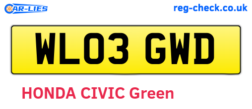 WL03GWD are the vehicle registration plates.