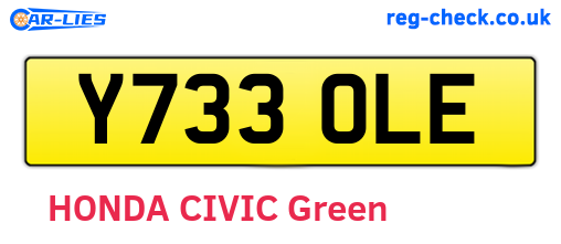 Y733OLE are the vehicle registration plates.