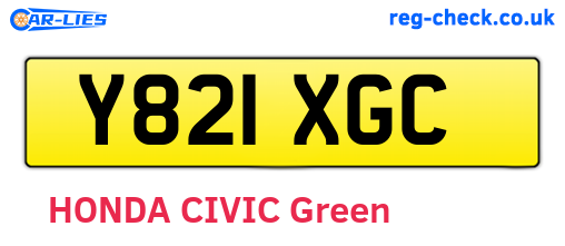 Y821XGC are the vehicle registration plates.