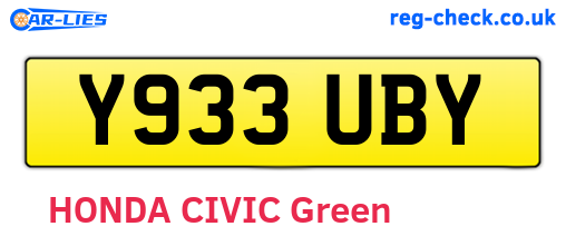 Y933UBY are the vehicle registration plates.