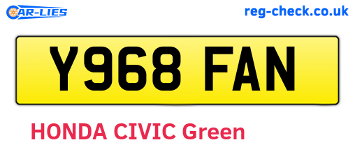 Y968FAN are the vehicle registration plates.