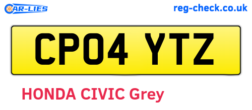 CP04YTZ are the vehicle registration plates.
