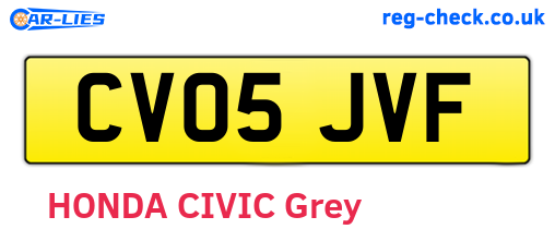 CV05JVF are the vehicle registration plates.