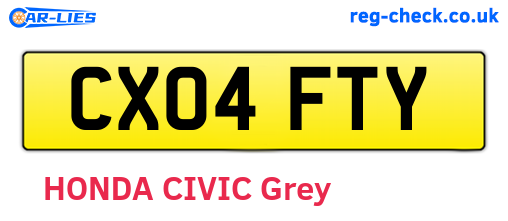 CX04FTY are the vehicle registration plates.