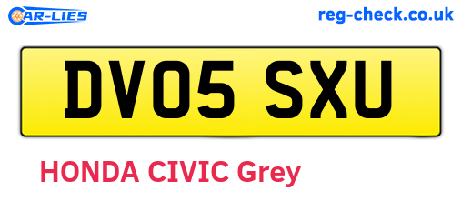 DV05SXU are the vehicle registration plates.