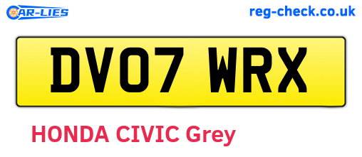 DV07WRX are the vehicle registration plates.