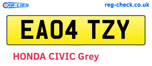 EA04TZY are the vehicle registration plates.