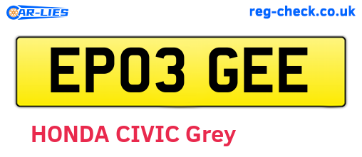 EP03GEE are the vehicle registration plates.