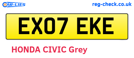 EX07EKE are the vehicle registration plates.